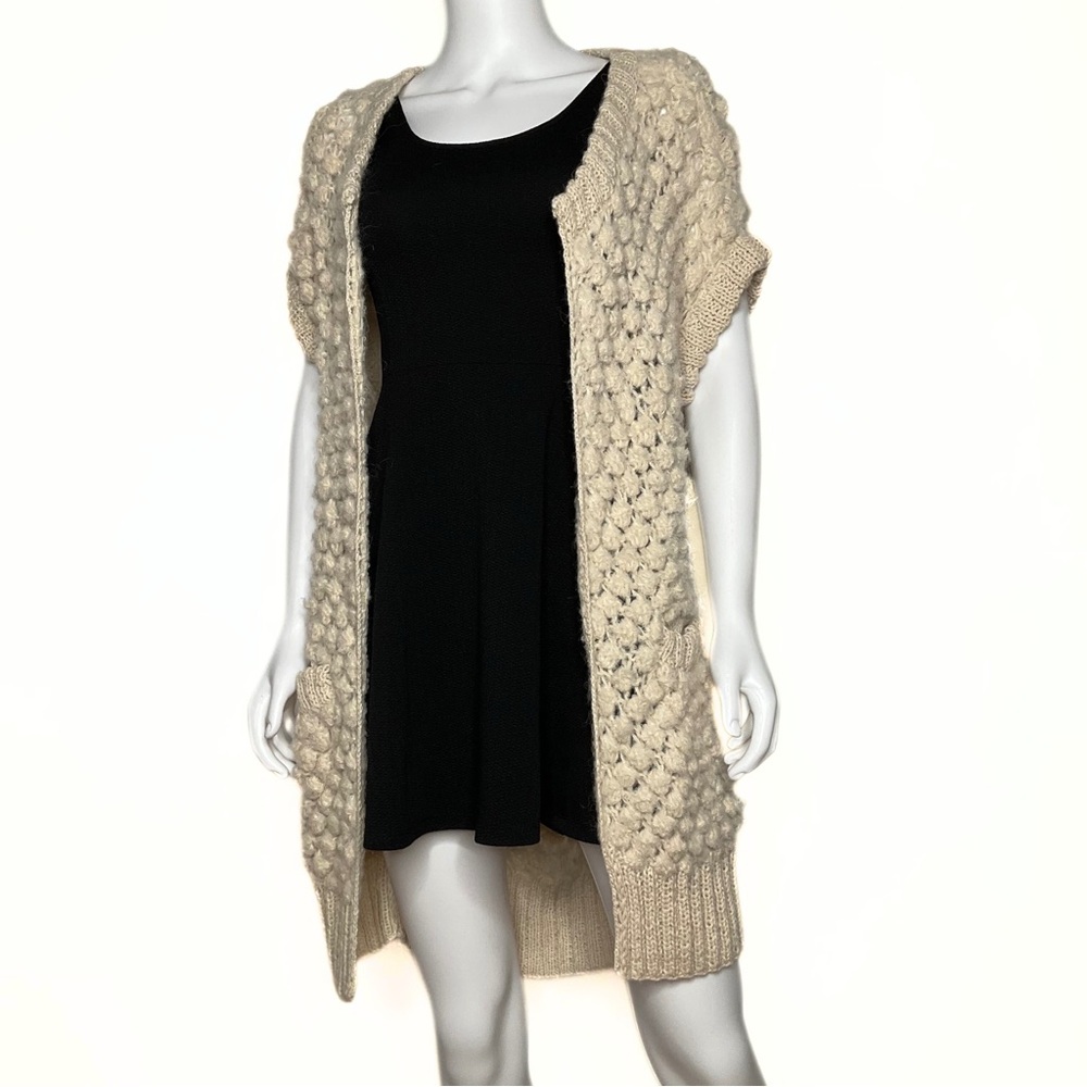 Augden NY 100% Alpaca Texture Sweater Duster Womens SZ L Soft Luxurious Cozy